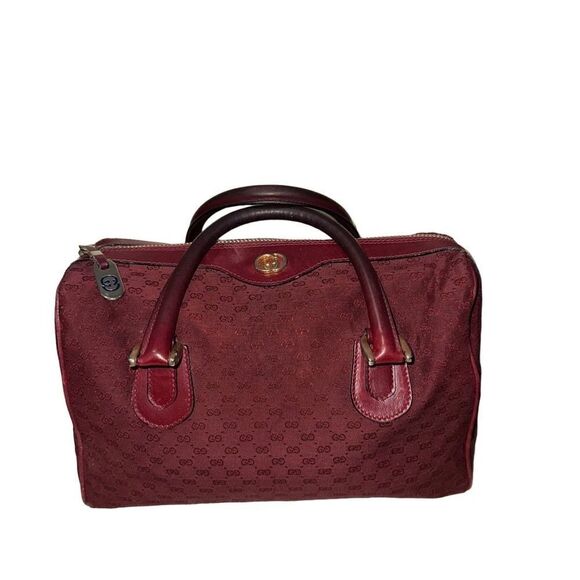 Gucci burgundy Gg canvas golden logo Boston bag - Picture 6 of 16